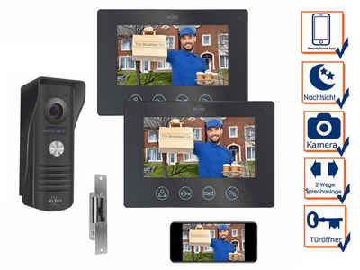 Elro Smart Home Türklingel (Innenbereich, Außenbereich, für 1 Familienhaus mit Video Kamera, 2 Monitoren & Türöffner, IP Klingelanlage Wechselsprechanlage Haustürklingel & Freisprechanlage Weiterleitung auf Handy)