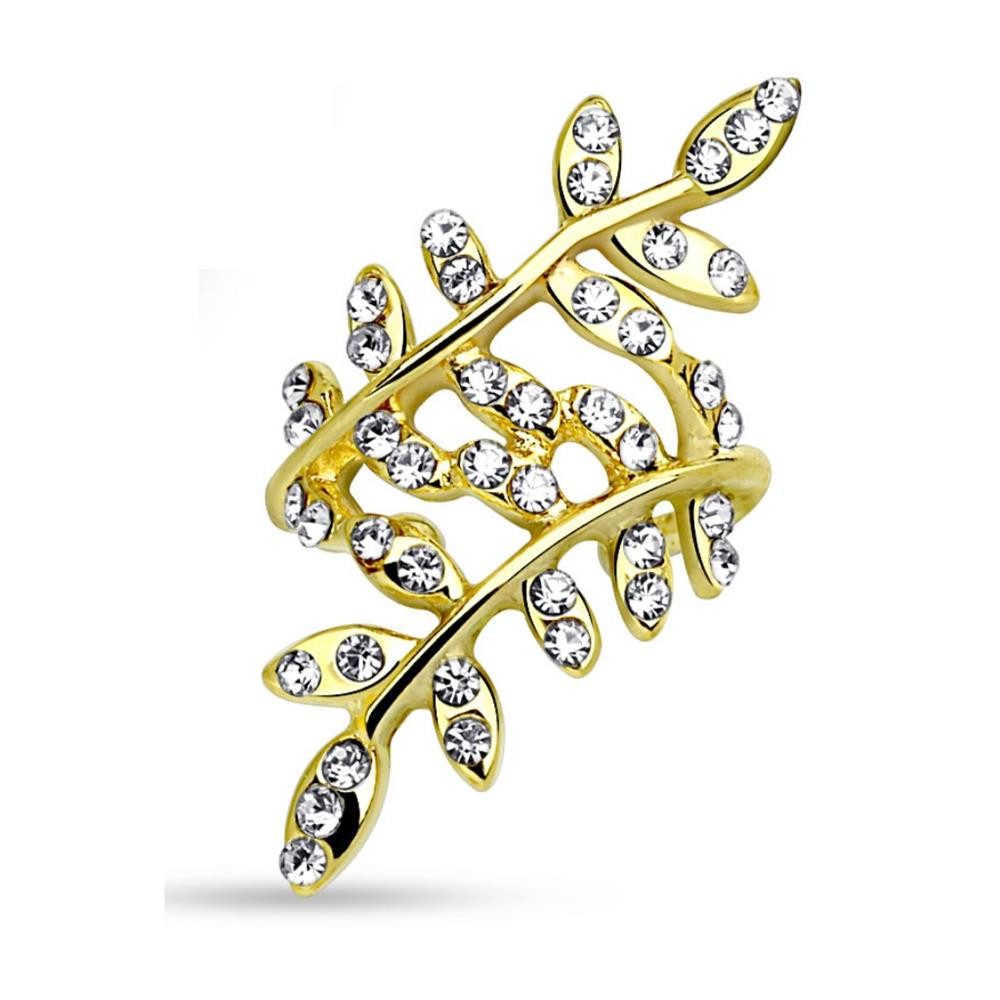 Ohrklemme Gold - Ohrklemme Kristallblätter Silber aus Messing Damen