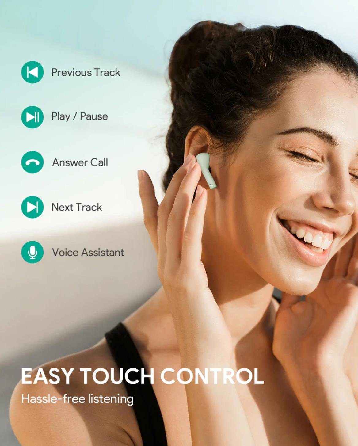 Aukey Grün Stunden Bluetooth-Kopfhörer Spielzeit, Wireless Ohrhörer AUKEY Ep-T21S 35 True