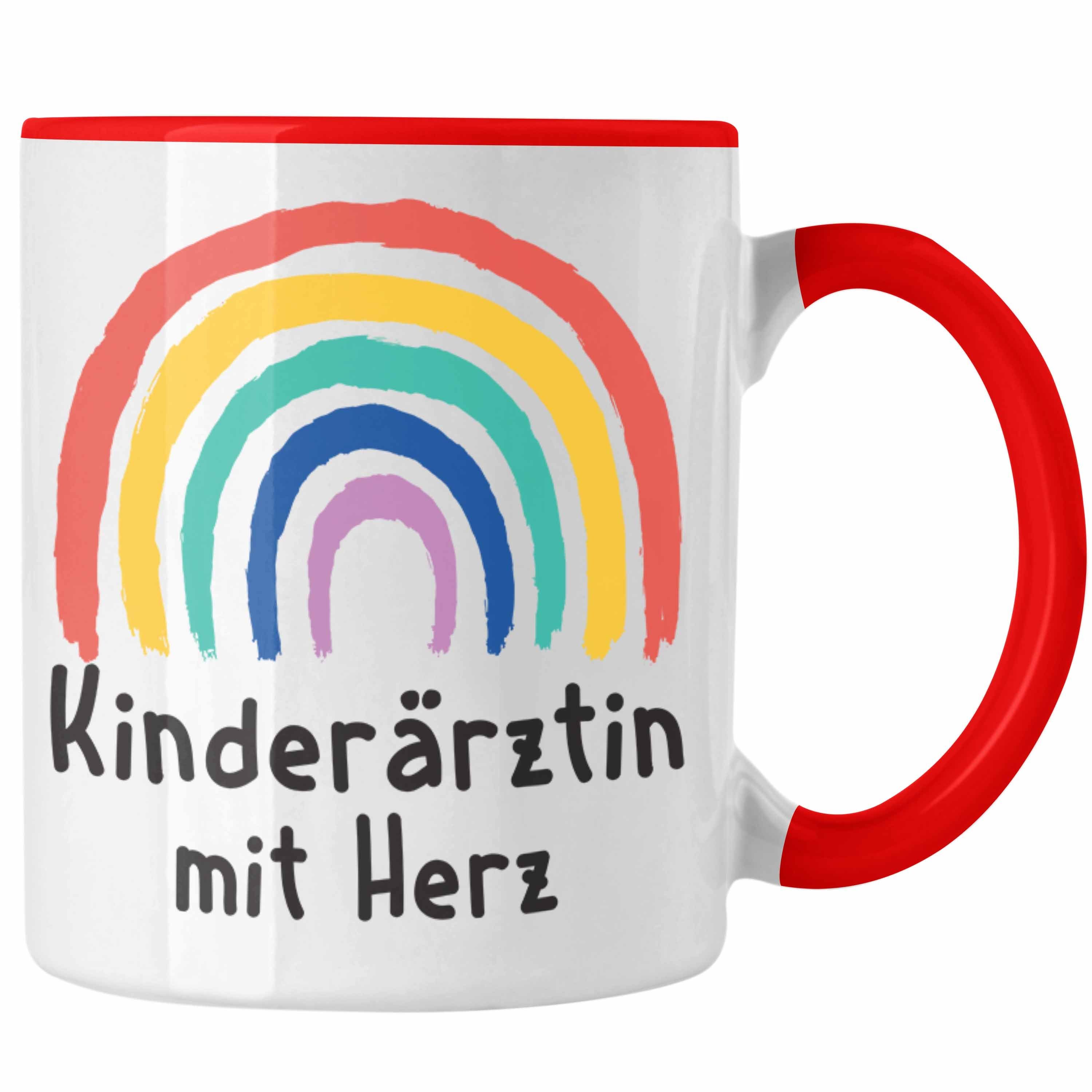 Trendation Tasse Trendation - Kinderärztin mit Herz Tasse Geschenk Geschenke mit Spruch Kaffeetasse Kinderärztin Dankeschön Rot