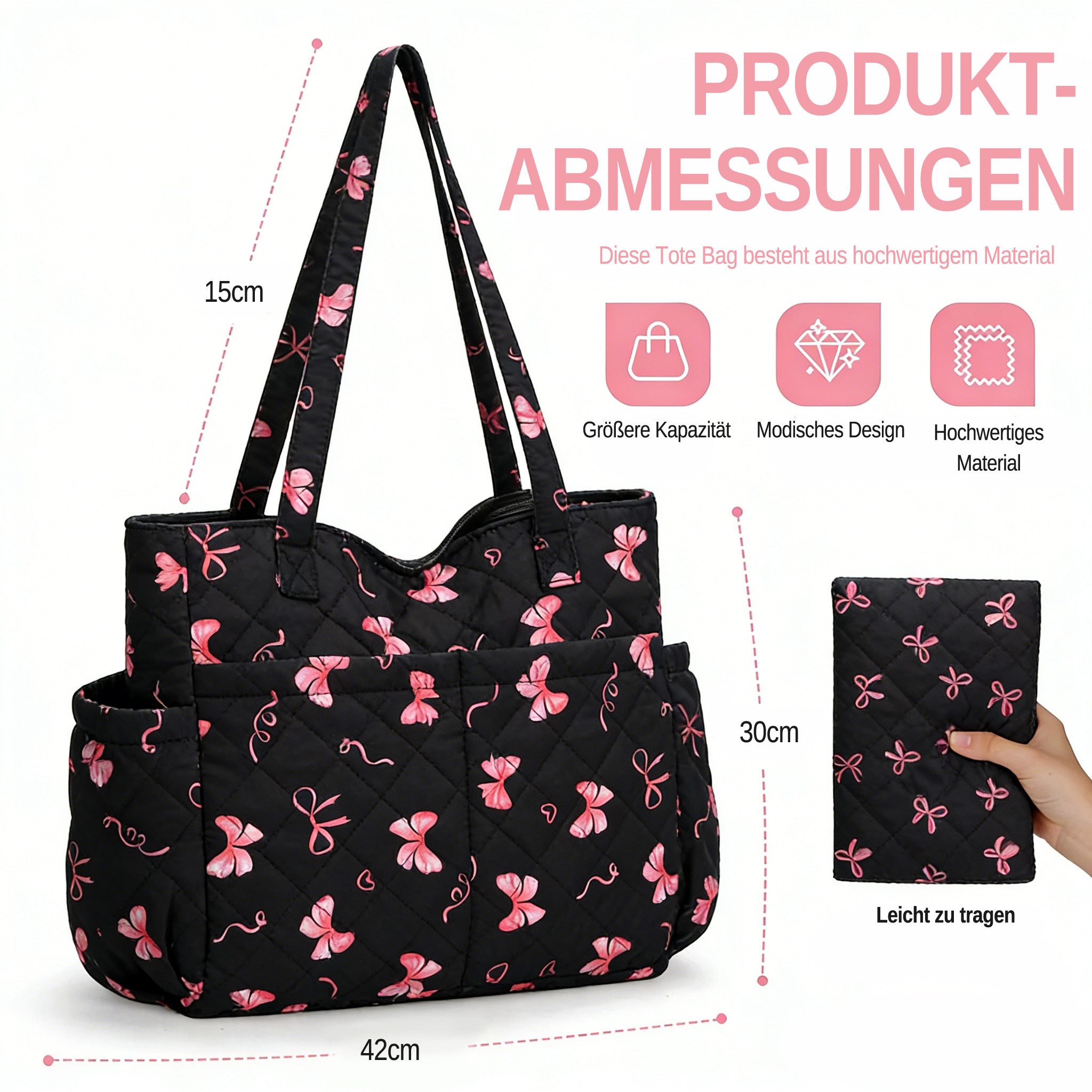Zaewry Schultertasche Freizeit-Schultertasche, Damen-Tote-Bag, Große Handtasche, Reisetasche für unterwegs