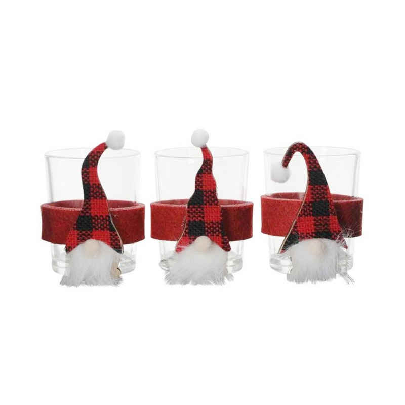 Macosa Home Windlicht Weihnachten Deko Teelichthalter Tisch-Dekoration rot schwarz (Set, 3 St., 3er Set), Kerzenhalter Teelicht-Halter