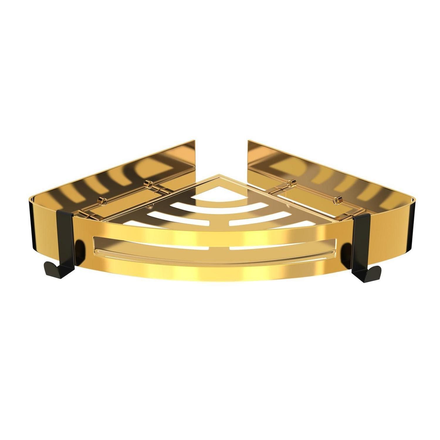 LuxusKollektion Duschregal Duschregal Edelstahl Gold 2 Haken Eckregal, 1-tlg.