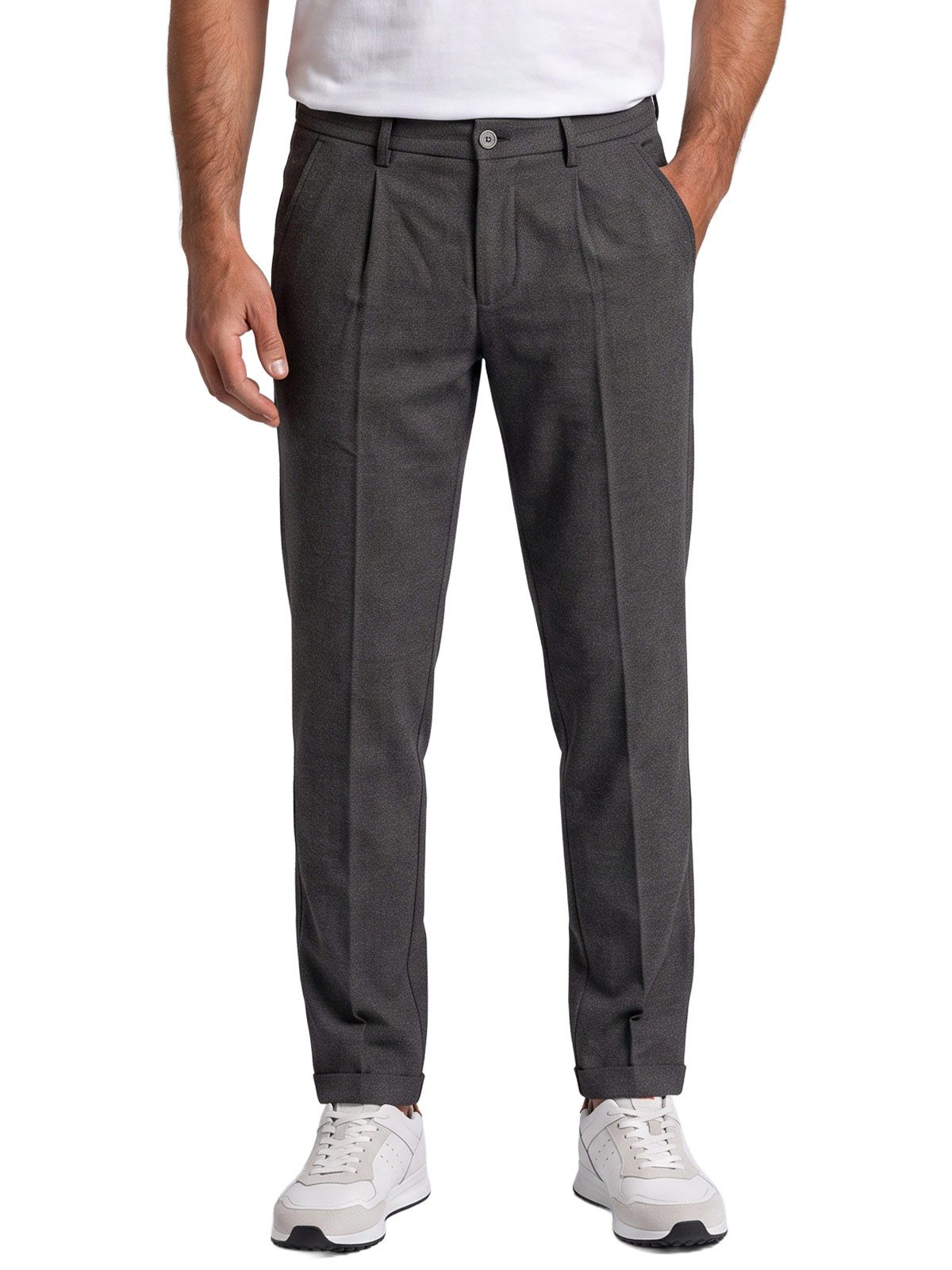 emilio adani Stoffhose Herren Chino mit Bundfalte, Schwarzbraun