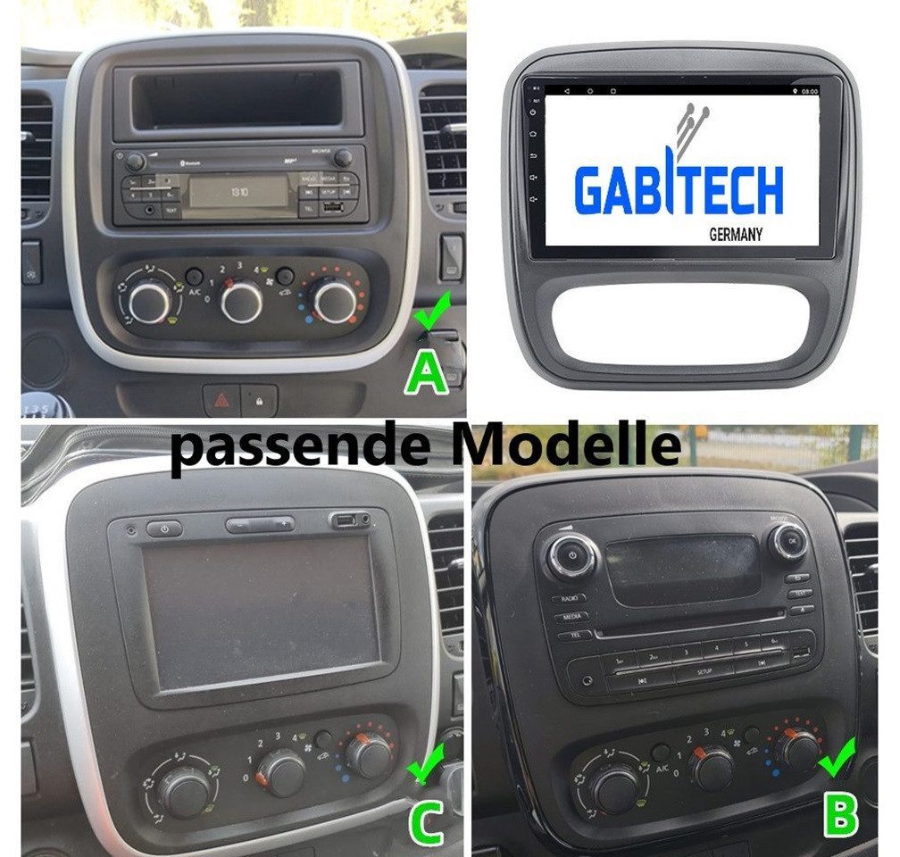 GABITECH 9 Zoll Android Autoradio für Renault TRAFIC, Opel VIVARO, Nissan NV300 Autoradio (Drahtloses Apple Carplay und Android Auto)