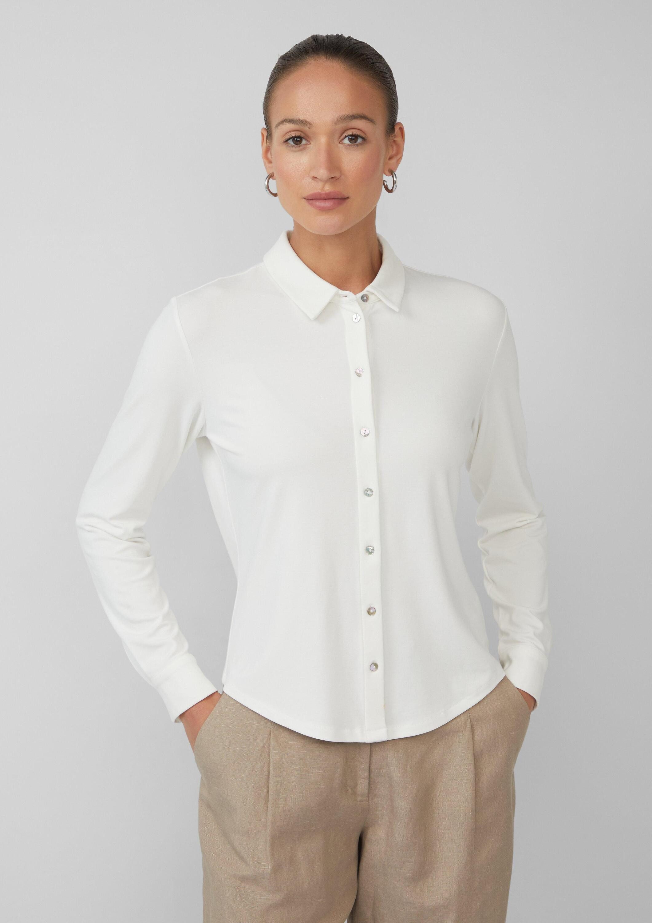 s.Oliver Langarmbluse T-Shirt Jerseybluse mit Perlmuttknöpfen günstig online kaufen