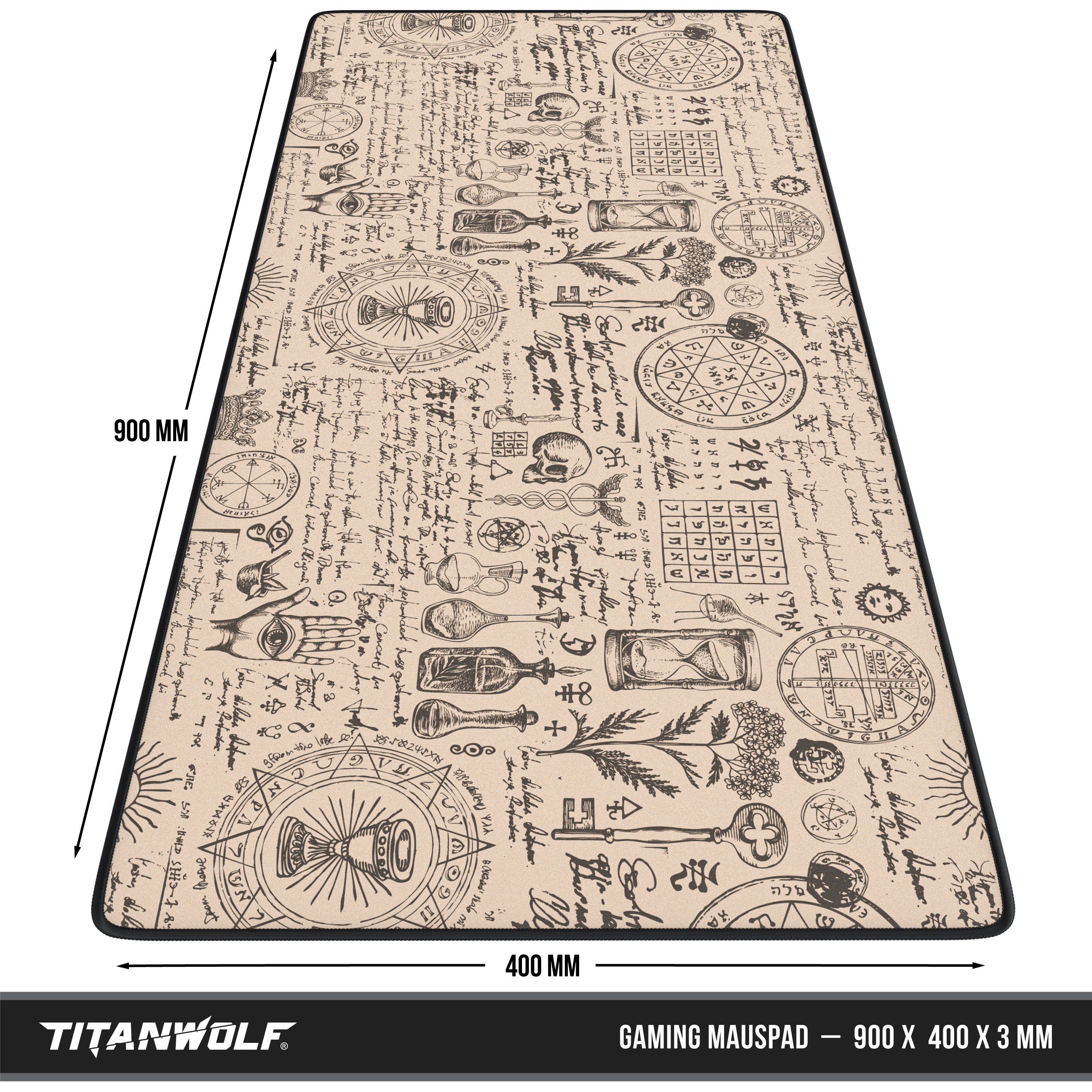 Titanwolf Gaming Mauspad XXL Speed Mousepad 900 x 400 x 3 mm, große Tischunterlage, rutschfest, abwaschbar, Geschwindigkeit & Präzision, Alchemy