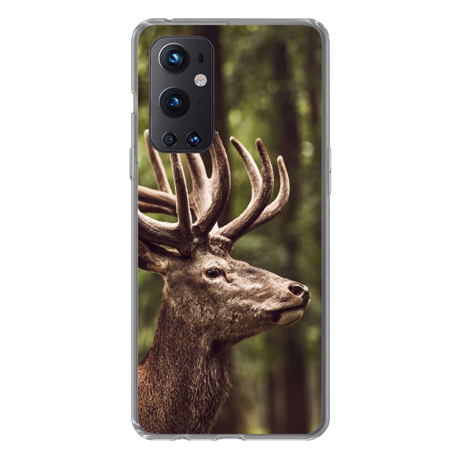 MuchoWow Handyhülle für OnePlus 9 Pro Hirsch - Natur - Geweih - Wald - Tiere, Phone Case, Silikon, Schutzhülle Dünn