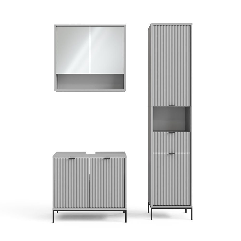 Vicco Badmöbel-Set Eliza, Grau, 3 Teile, günstig online kaufen