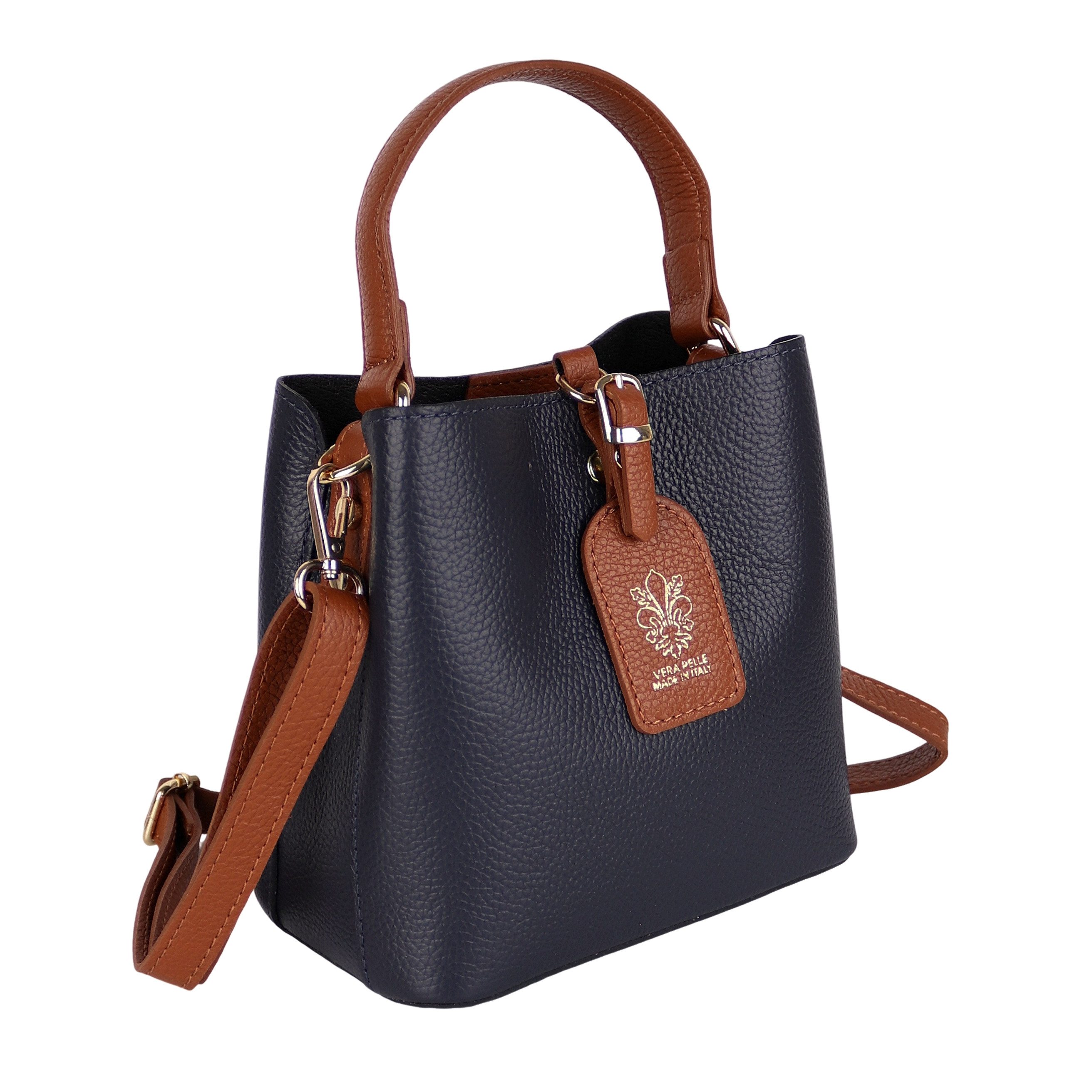 MIRROSI Henkeltasche Damen Umhängetasche Echtleder Made in Italy ca. 16x19x13cm, mit passendem Schulterriemen für vielseitigen Einsatz
