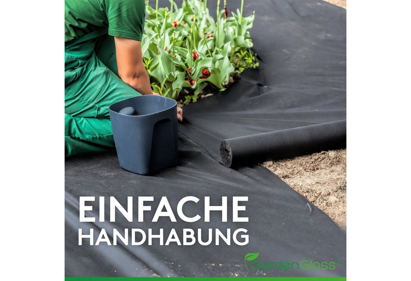 Thumbnail - GardenGloss Unkrautvlies Gartenvlies Wasserdurchlässig 50g/m2 - Reißfest & UV-Stabil - 50m2