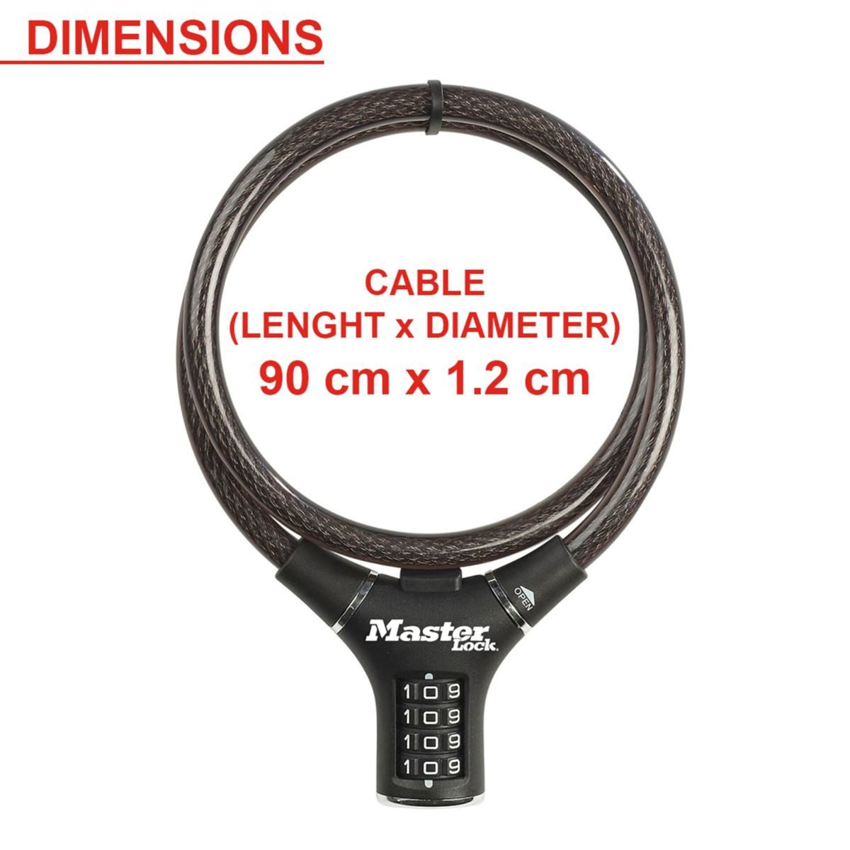 Master Lock Zahlenkabelschloss Kabelschloss 12mm ergonomisches Design 8229EURDPRO