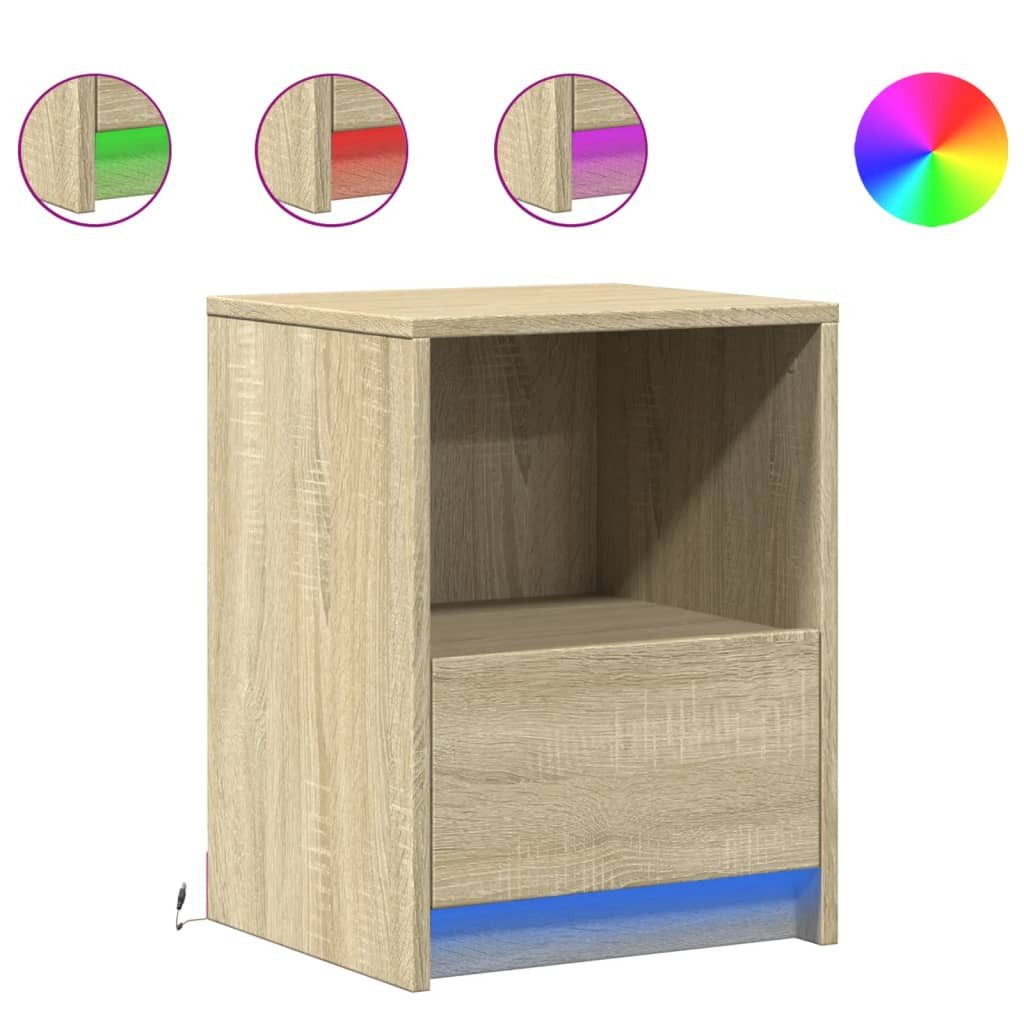 vidaXL Nachttisch Nachttisch mit LED-Leuchten Sonoma günstig online kaufen