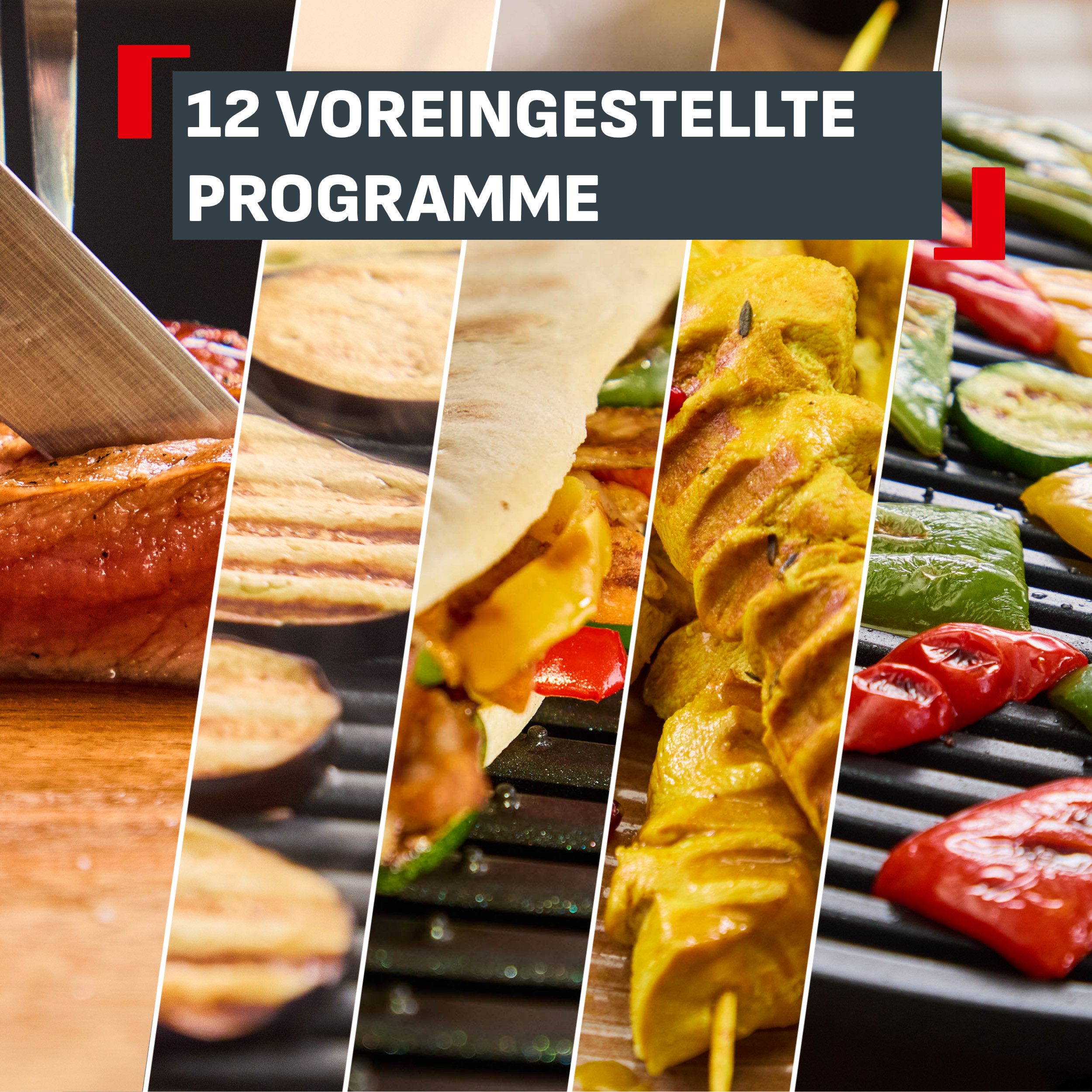 Tefal Kontaktgrill GC7508 OptiGrill Elite, 2000 W, Grillassistent, intuitive Bedienung, 12 voreingestellte Programme – Bild 4 von 5