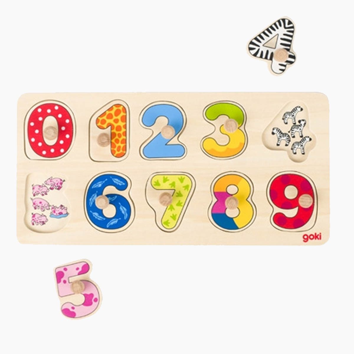 goki Lernspielzeug Hintergrundbildpuzzle Lerne zählen (packung, 10-St), Spielend Zählen lernen mit den Zahlen von 0 bis 9.