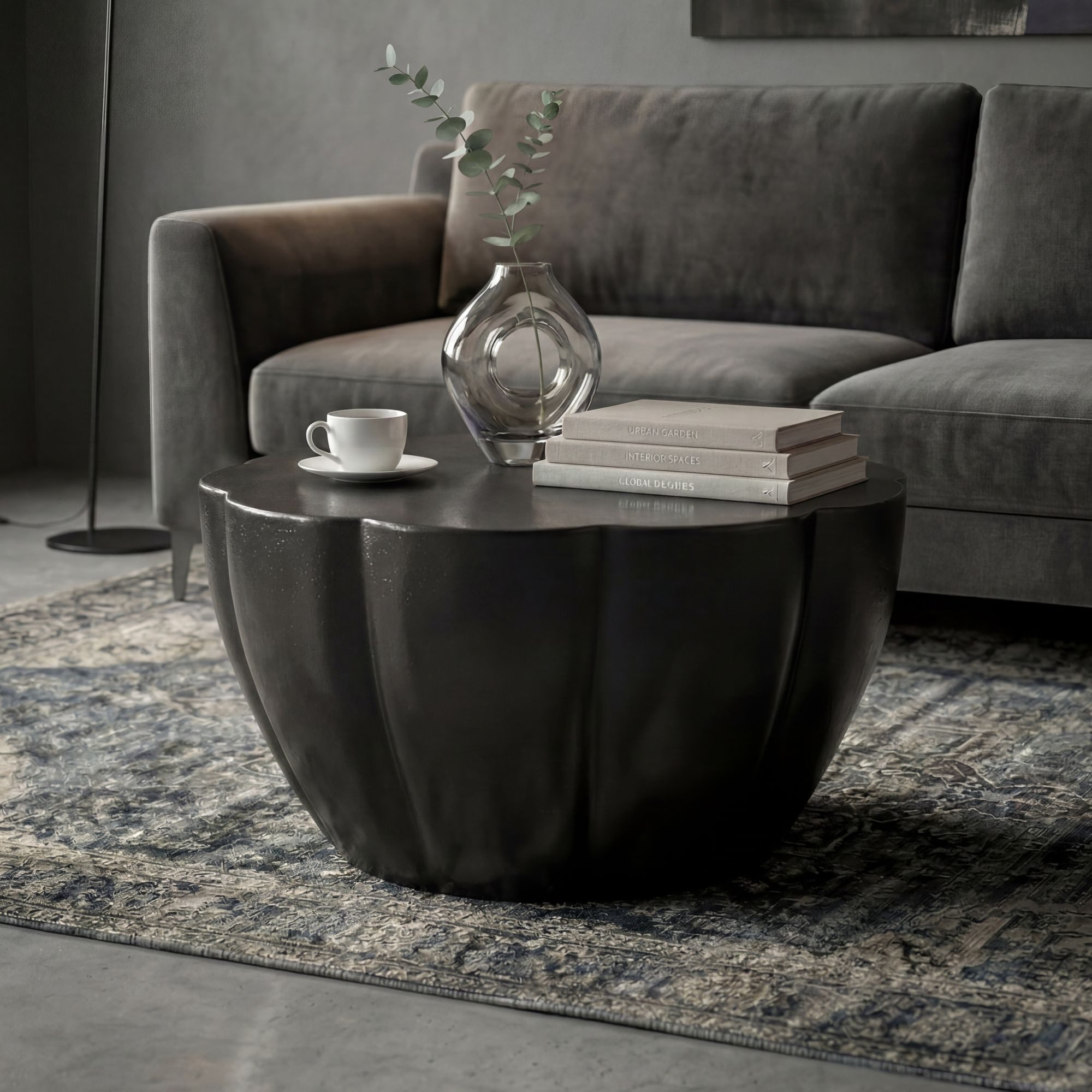 Wohnling Couchtisch WL7.468 Sofatisch Alu Wohnzimmertisch 60cm Loungetisch Metall Rund (Edles Möbelstück in einzigartiger Blütenform), Komplett aus robustem Aluminium gefertigt