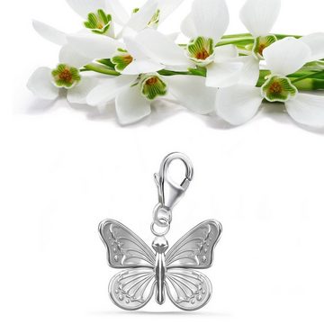 Goldene Hufeisen Charm Schmetterling Schmetterling Karabiner Charm Anhänger 925 Sterling-Silber (inkl. Etui), für Gliederarmband oder Halskette