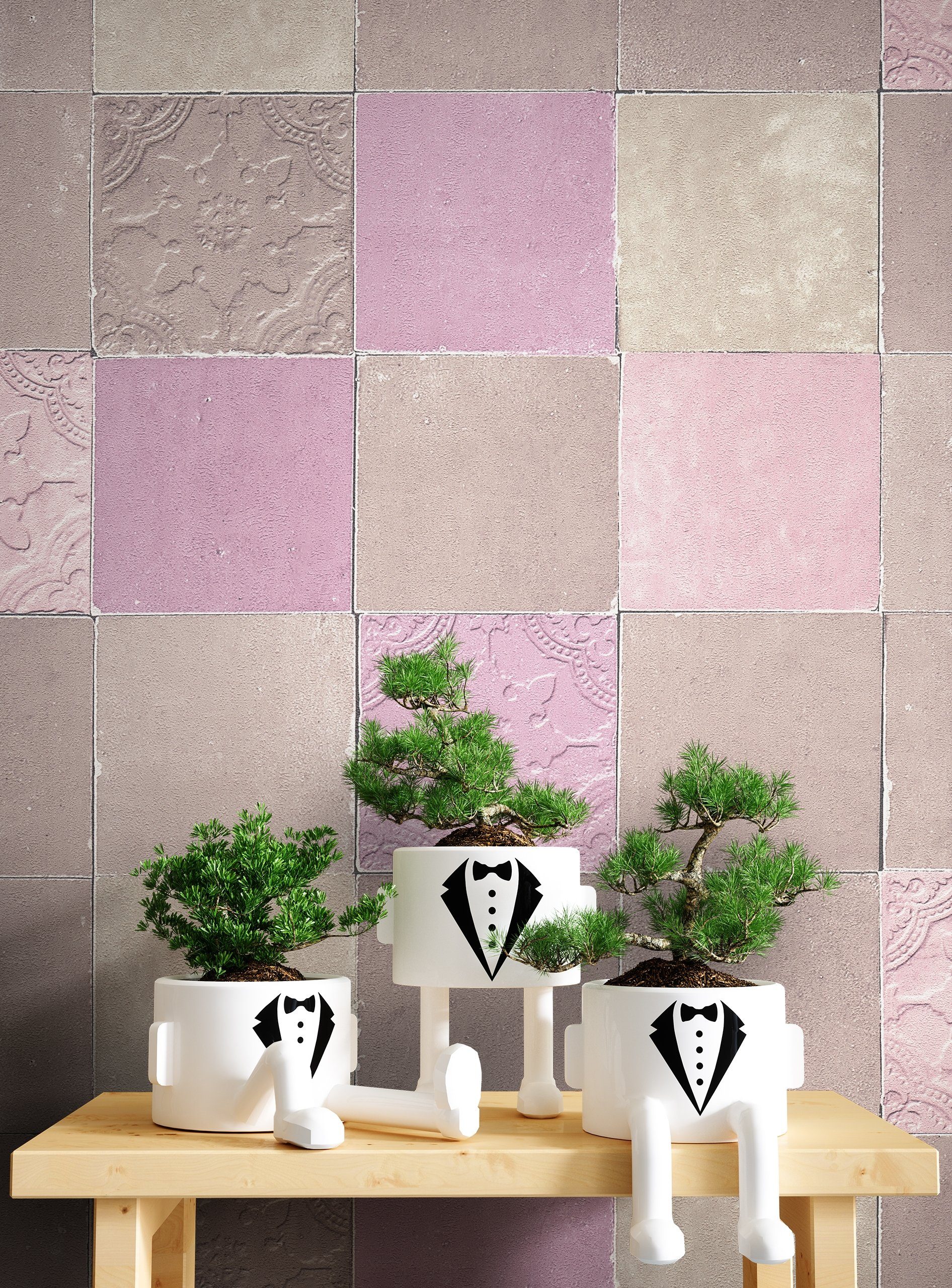 Newroom Vliestapete, Rosa Tapete Fliesen Vintage günstig online kaufen