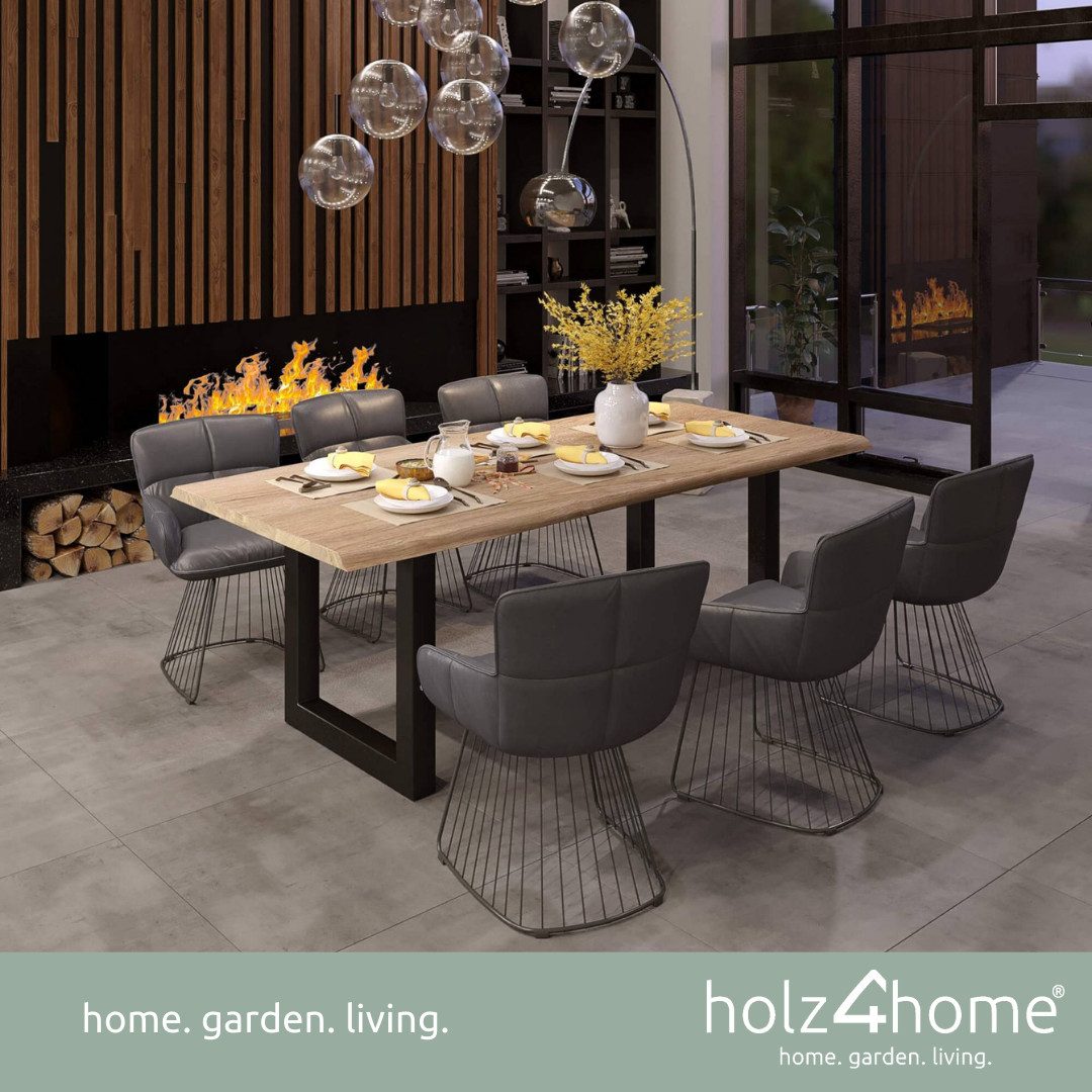 holz4home® Tischgestell Tischbeine aus Metall I Schwerlast Gestell Schwarz pulverbeschichtet
