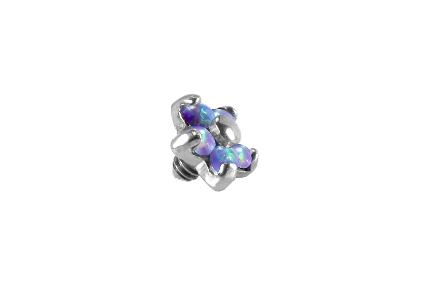 PIERCINGLINE Piercing-Set Titan Dermal Anchoraufsatz BLUME MIT 5 SYNTHETISCHEN OPALEN (Schraub-Aufsätze, 1-tlg)