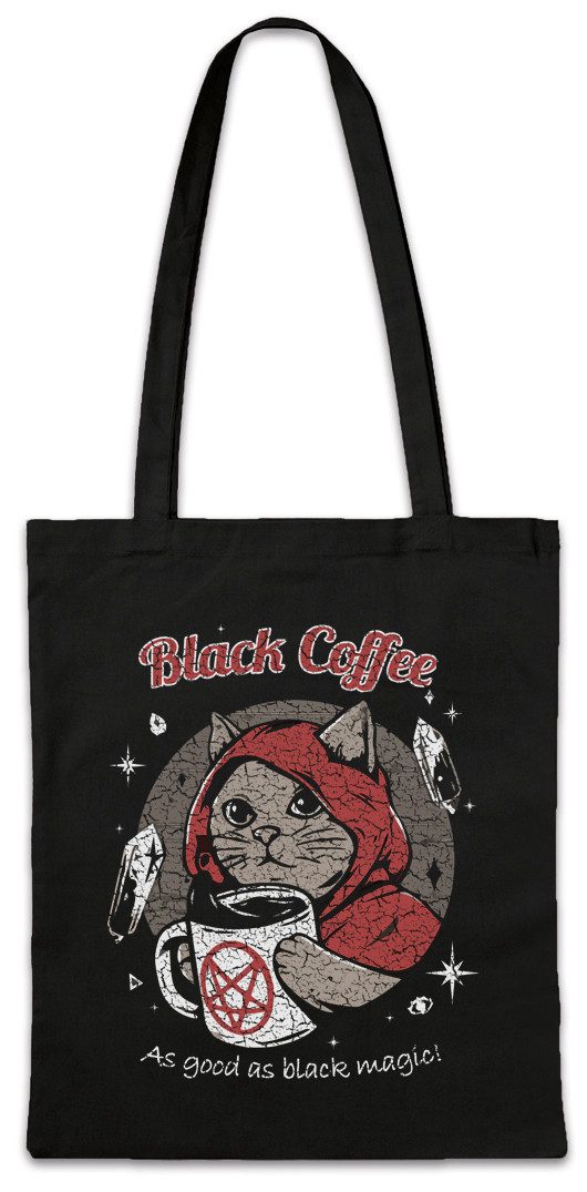 Urban Backwoods Beuteltasche Black Coffee Magic Stofftasche Caffeine Katze Kaffee Hexe Witch Cat (1-tlg), Pentagramm Koffein Witchcraft Witcher