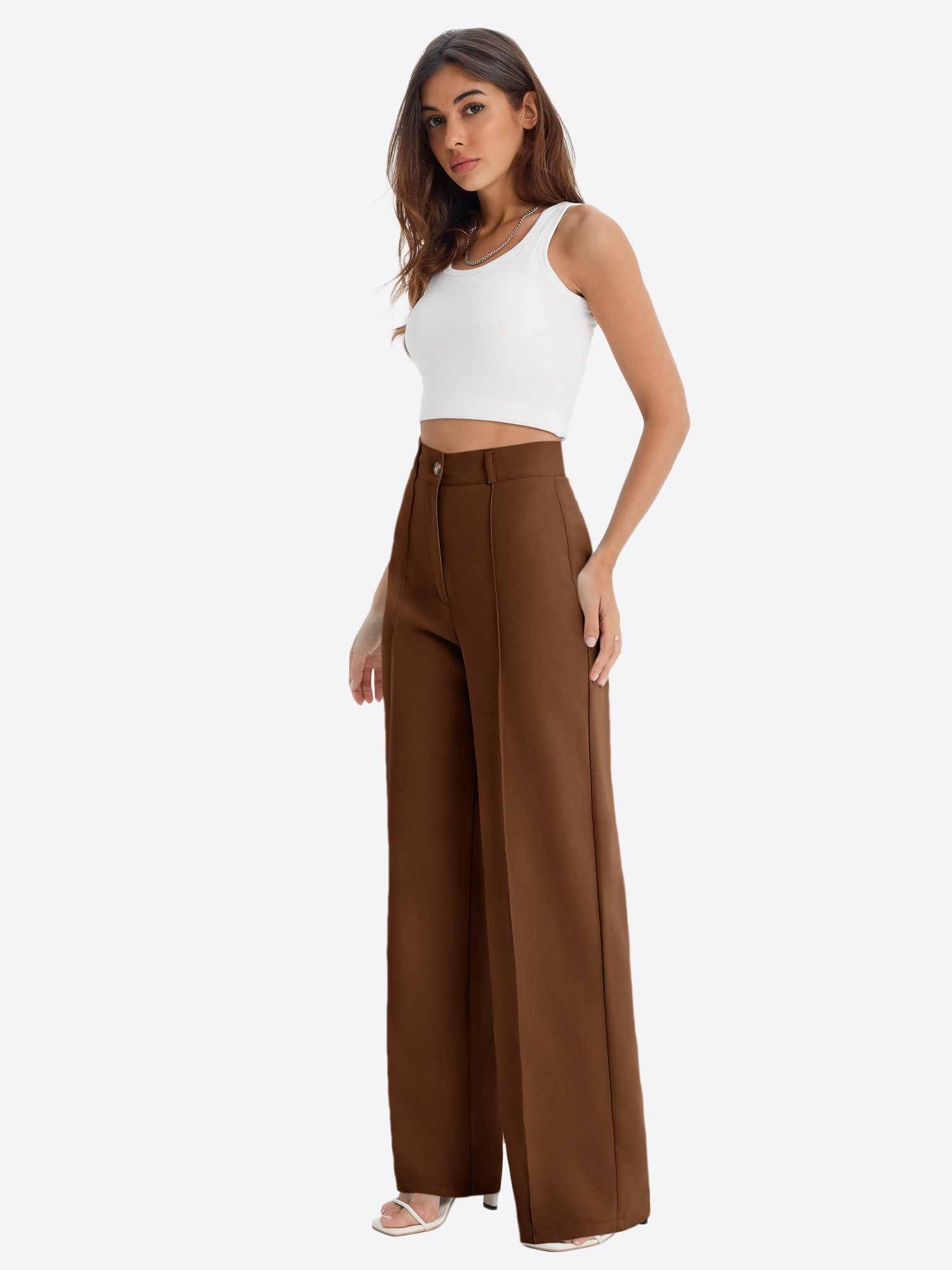 Imily Bela Marlene-Hose Damen Businesshose weitem Anzughose (Packung, 1-tlg., 1per-Pack) mit Knöpfen