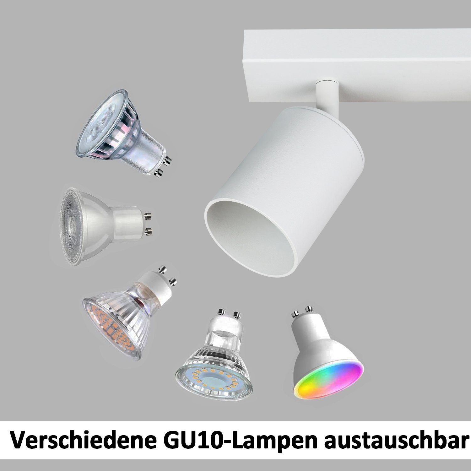 GU10 LED Metall Weiß mit Deckenstrahler Flammig Deckenleuchte Nettlife Spots Drehbar 2/3/4