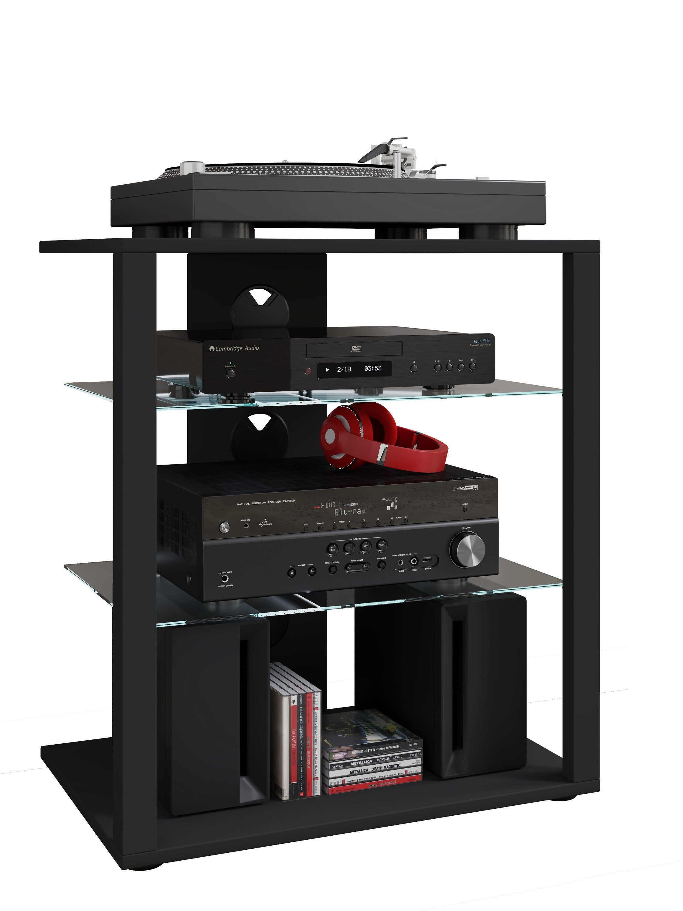 VCM TV-Rack Hifi Möbel Rack Alu Glas Phono Mediaregal Folas günstig online kaufen