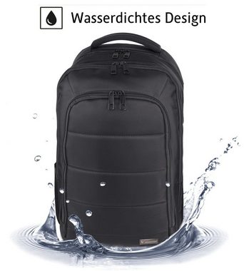 Laptoprucksack AV017 (Set), Laptop rucksack mit Zubehörfächern für Laptops bis 15,6 Zoll Herren und Damen Schwarz Schulrucksack für Jungen Teenager