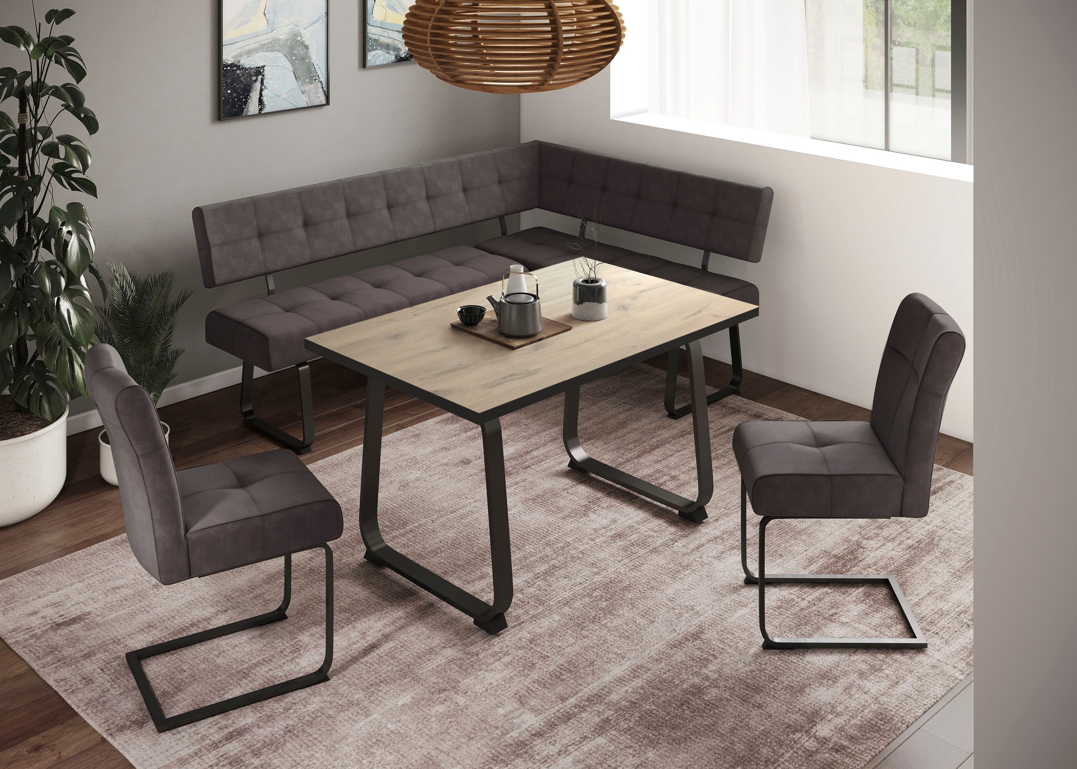 HELA Essgruppe RUHR, (4-tlg), Kufentisch 140x90 cm, Schwingstuhl und Bank m günstig online kaufen