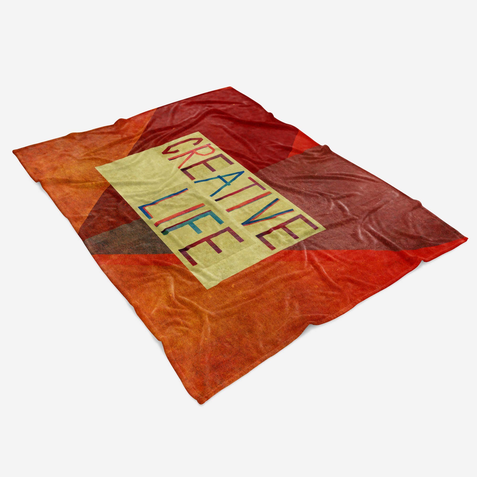 Rot Baumwolle-Polyester-Mix (1-St), Saunatuch Kuscheldecke mit Life, Handtücher Strandhandtuch Fotomotiv Sinus Handtuch Creativ Art Handtuch