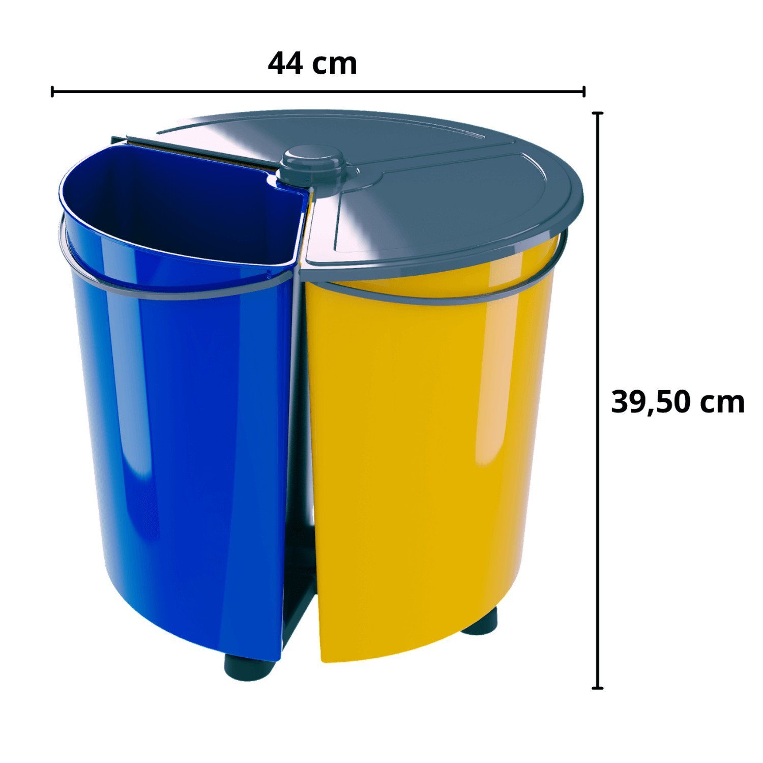 runder Sortierabfallbehälter Recycling Deckel Mülleimer, mit Drehbarer SMARTECO