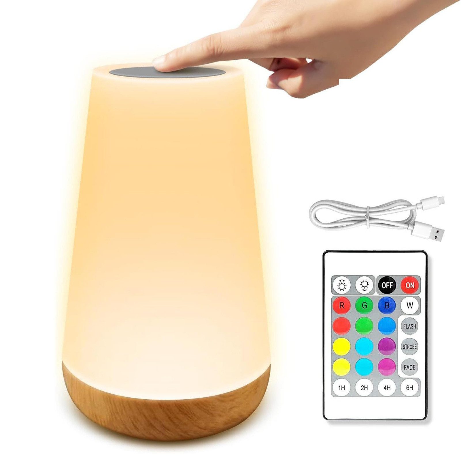 LED Nachttischlampe LED-Nachtlicht mit Fernbedienung, 13 Farben, per Touch dimmbar