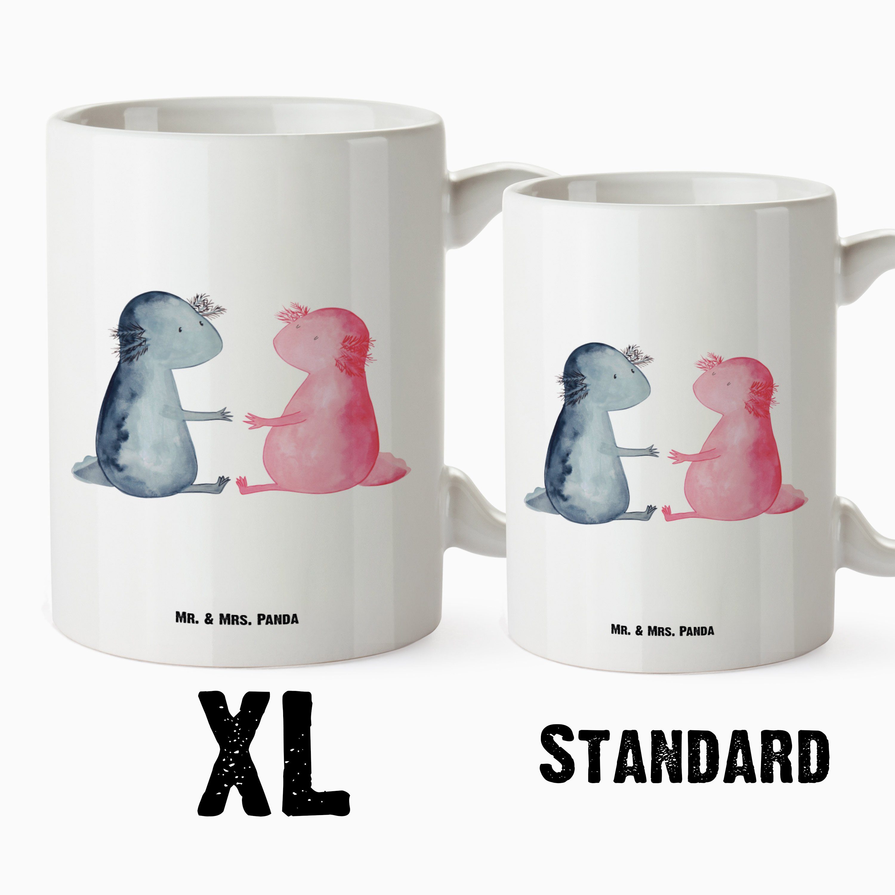 Mr. & Mrs. Panda Tasse Molch, Tasse Liebe Axolotl Becher, Paar, Lurch, - - Geschenk, XL XL Weiß Keramik große