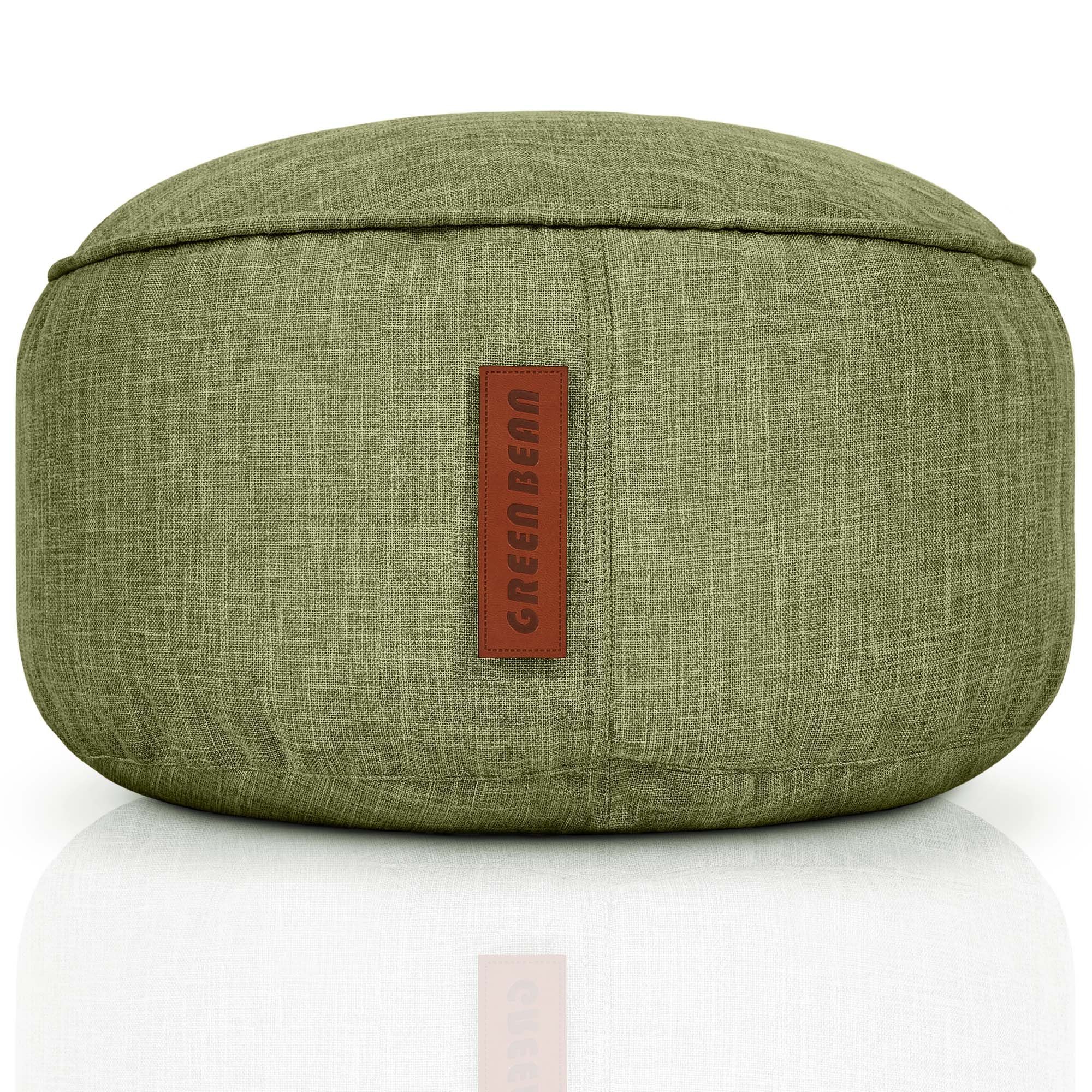 Green Bean Pouf Home-Linen Pouf (Sitzsack-Hocker 25x45cm mit EPS-Perlen Füllung -, Fußhocker Fußkissen Sitz-Pouf für Sitzsäcke), Bodenkissen für Kinder und Erwachsene - Sitzkissen Sitzhocker