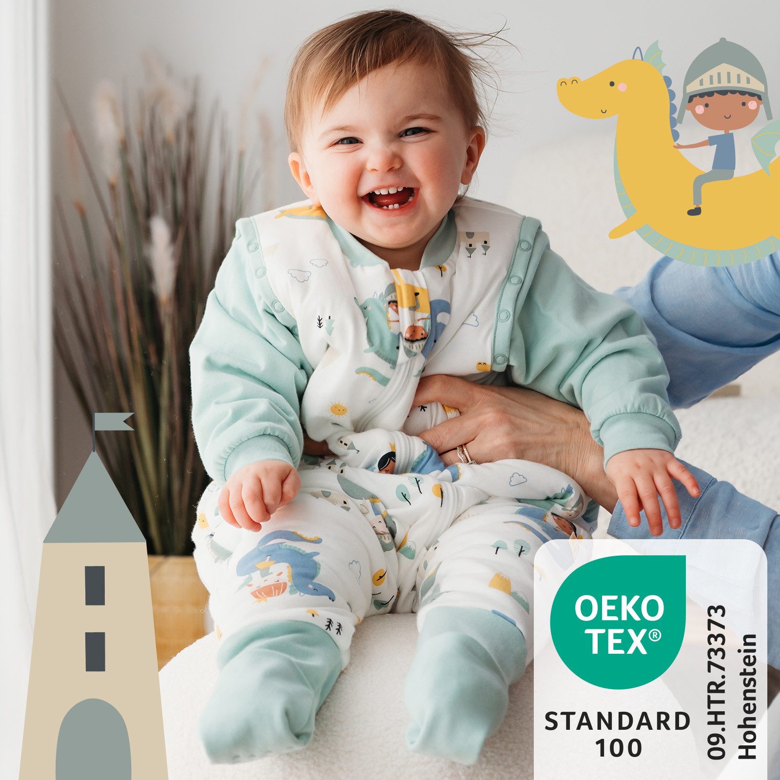 Schlummersack Kinderschlafsack Schlafsack mit Füßen und umklappbaren Bündchen, 1.0 Tog OEKO-TEX