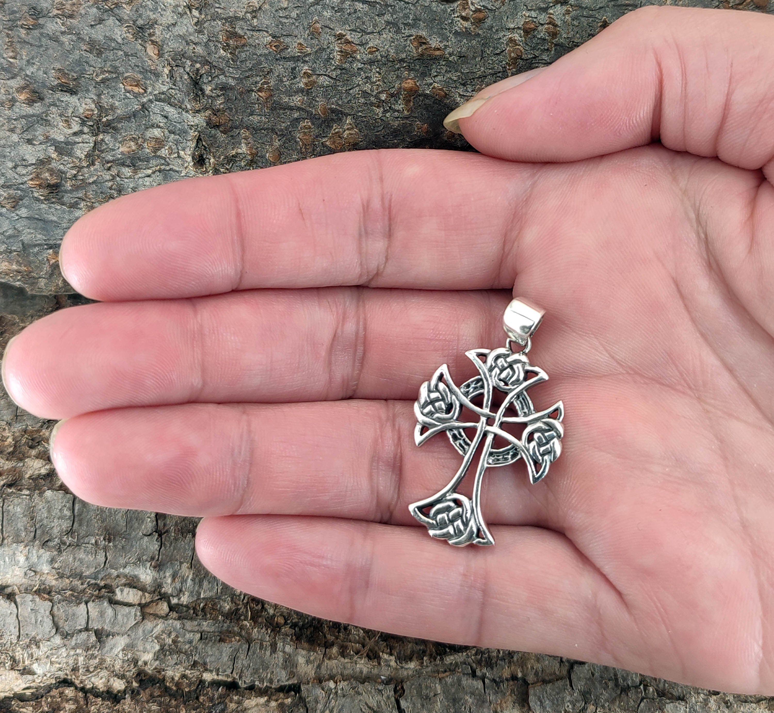 Kiss of Leather Kettenanhänger Keltenkreuz 925 Silber Anhänger Silberkette keltisches Kreuz Radkreuz, Anhänger