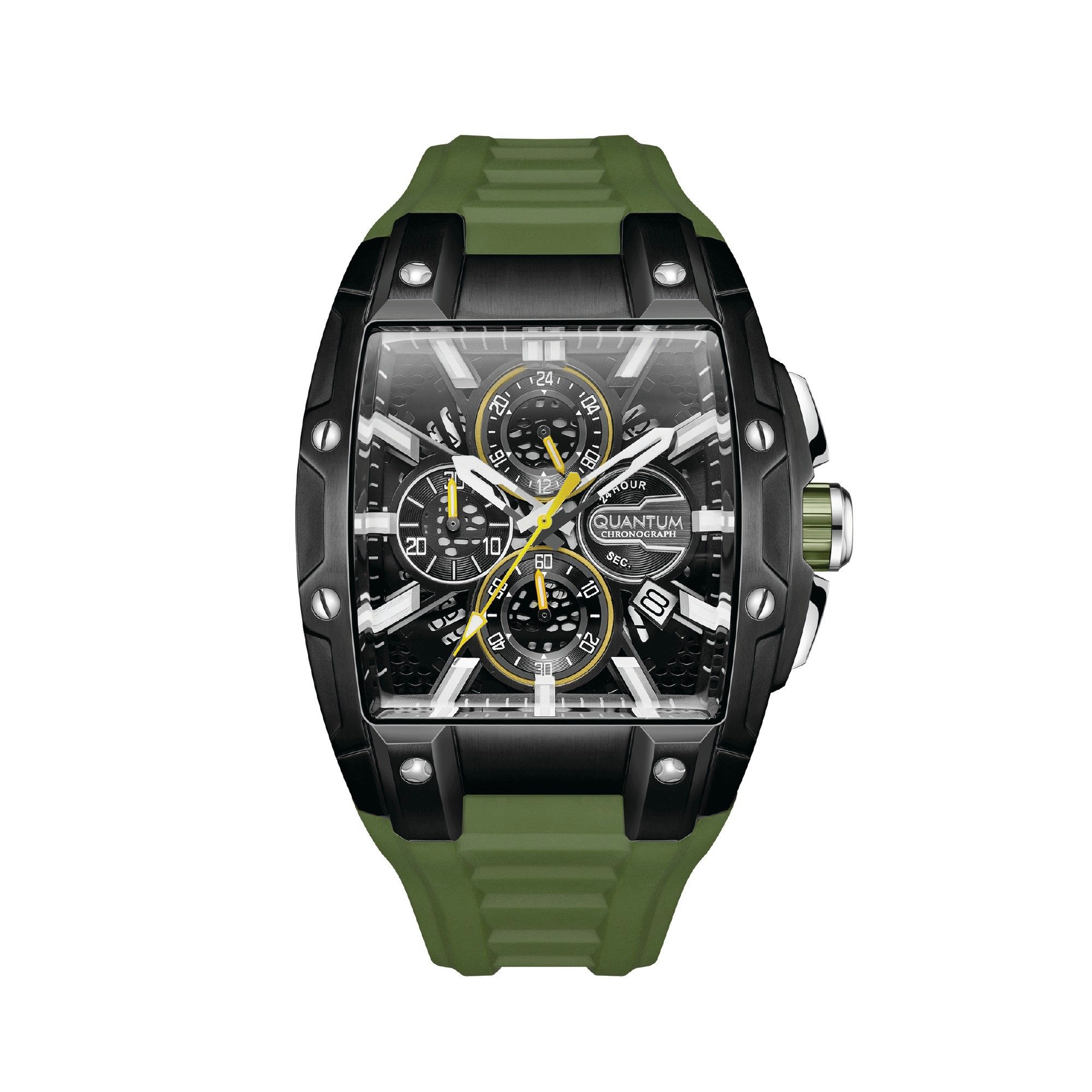 QUANTUM Chronograph Herrenuhr mit Silikonarmband, 43 mm, Herren Armbanduhr HNG1161.655, (1-tlg)