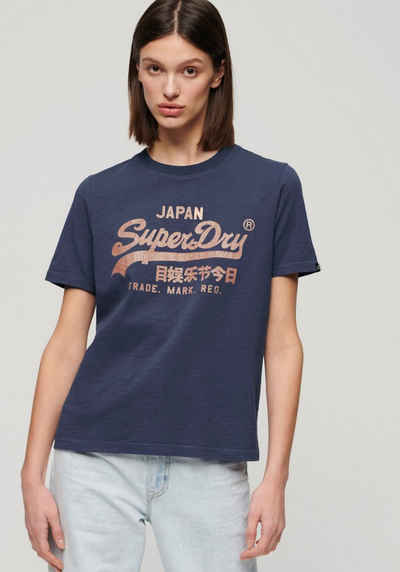 Superdry T-Shirt METALLIC VL RELAXED T SHIRT Print-Shirt mit glitzerndem Logo-Druck