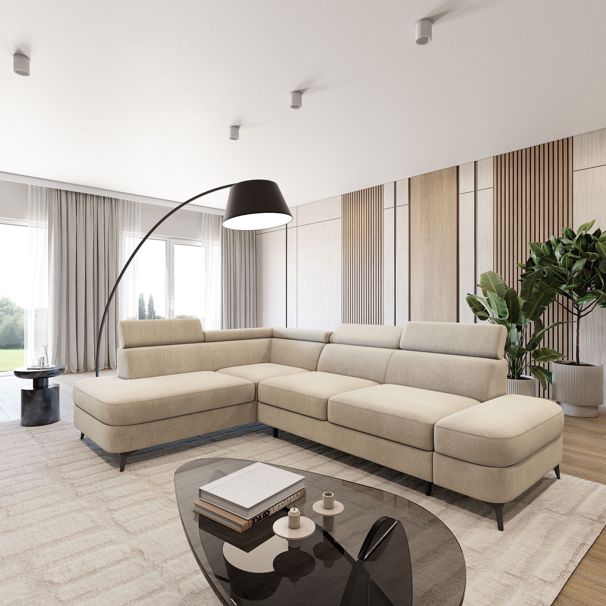 Masseno Ecksofa AVISE mit Schlaffunktion L-Form, Sofa mit Bettkasten