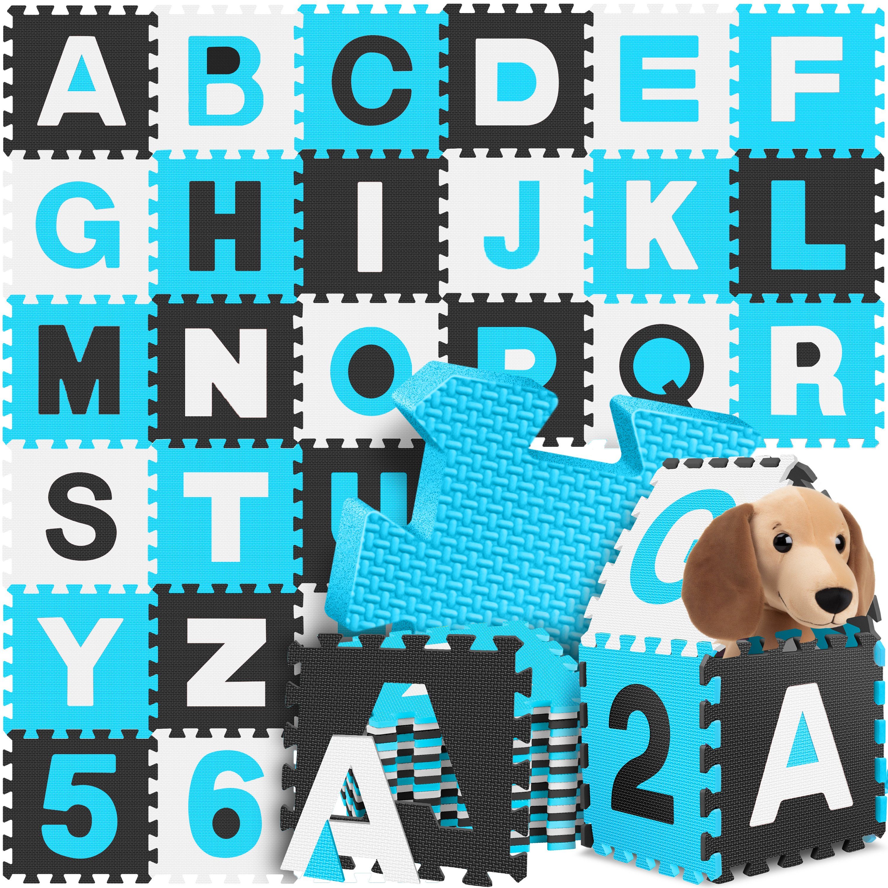 Puzzleteile, Kinder Puzzlematte KIDIZ blau Spielmatte 86 Spielteppich 86 teilige Steckpuzzle,