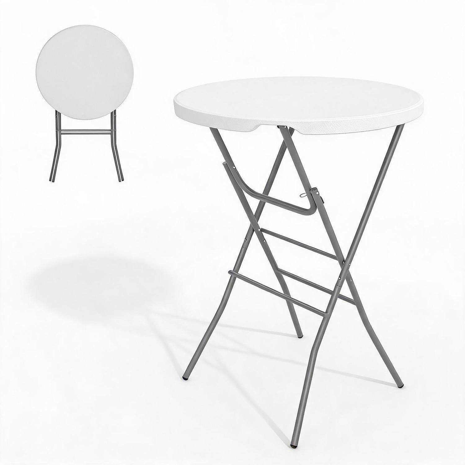 LuxusKollektion Stehtisch Stehtisch klappbar Ø 80cm Weiss (1-St)