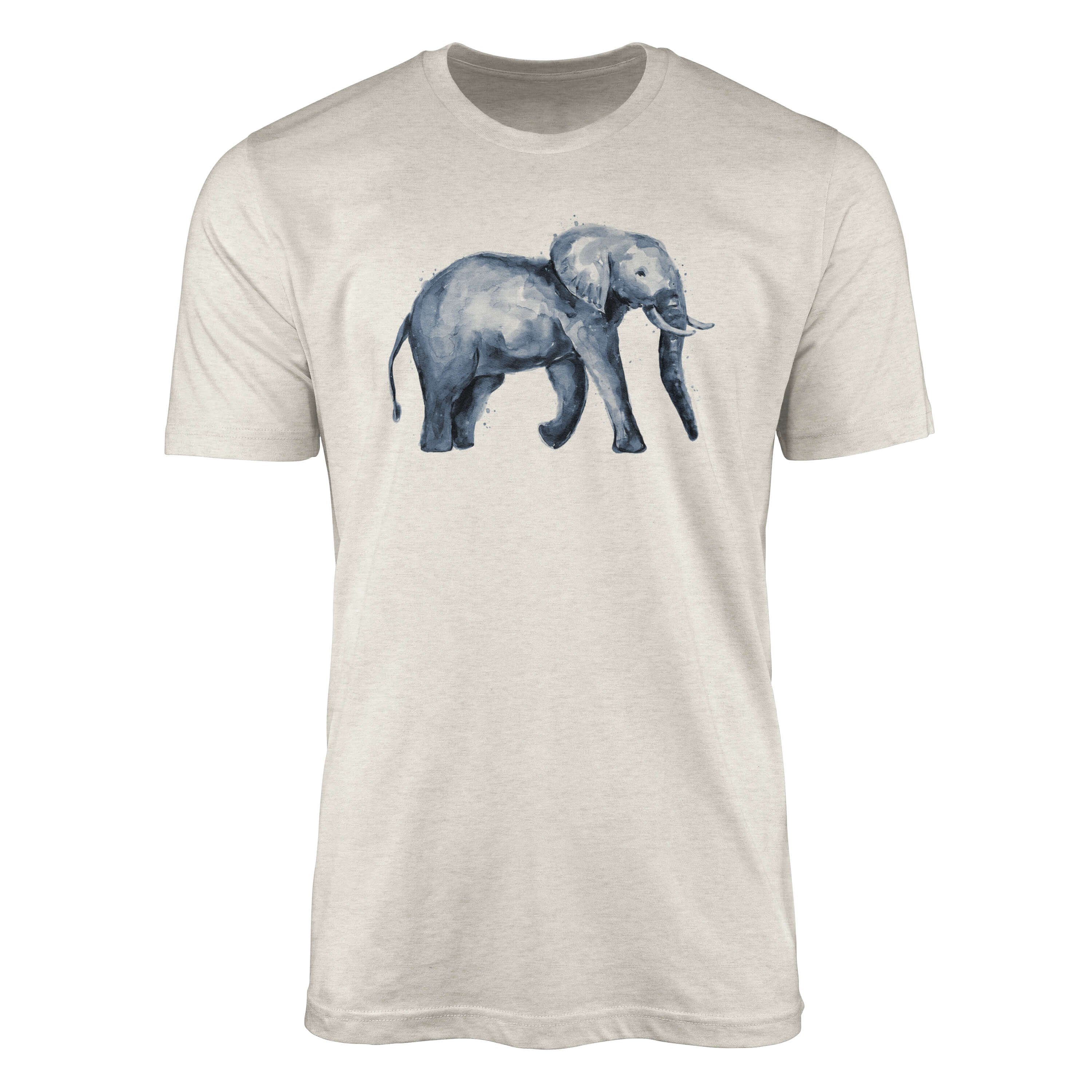 Sinus Art T-Shirt Herren Shirt 100% gekämmte Bio-Baumwolle T-Shirt Aquarell Elefant Motiv Nachhaltig Ökomode aus erne (1-tlg)
