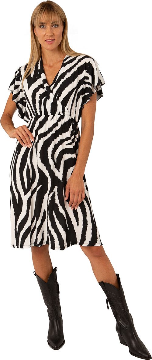 Estefania for woman Sommerkleid 191-5220 animal Design mit kurzen Volant Ärmeln