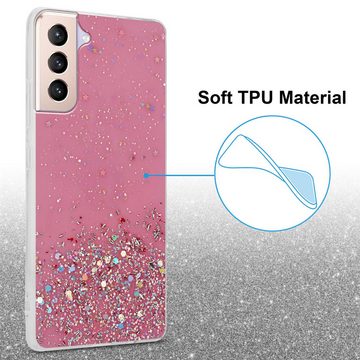 Cadorabo Handyhülle Samsung Galaxy S21 PLUS Samsung Galaxy S21 PLUS, Flexible TPU Silikon Handy Schutzhülle - Hülle - mit Glitzer