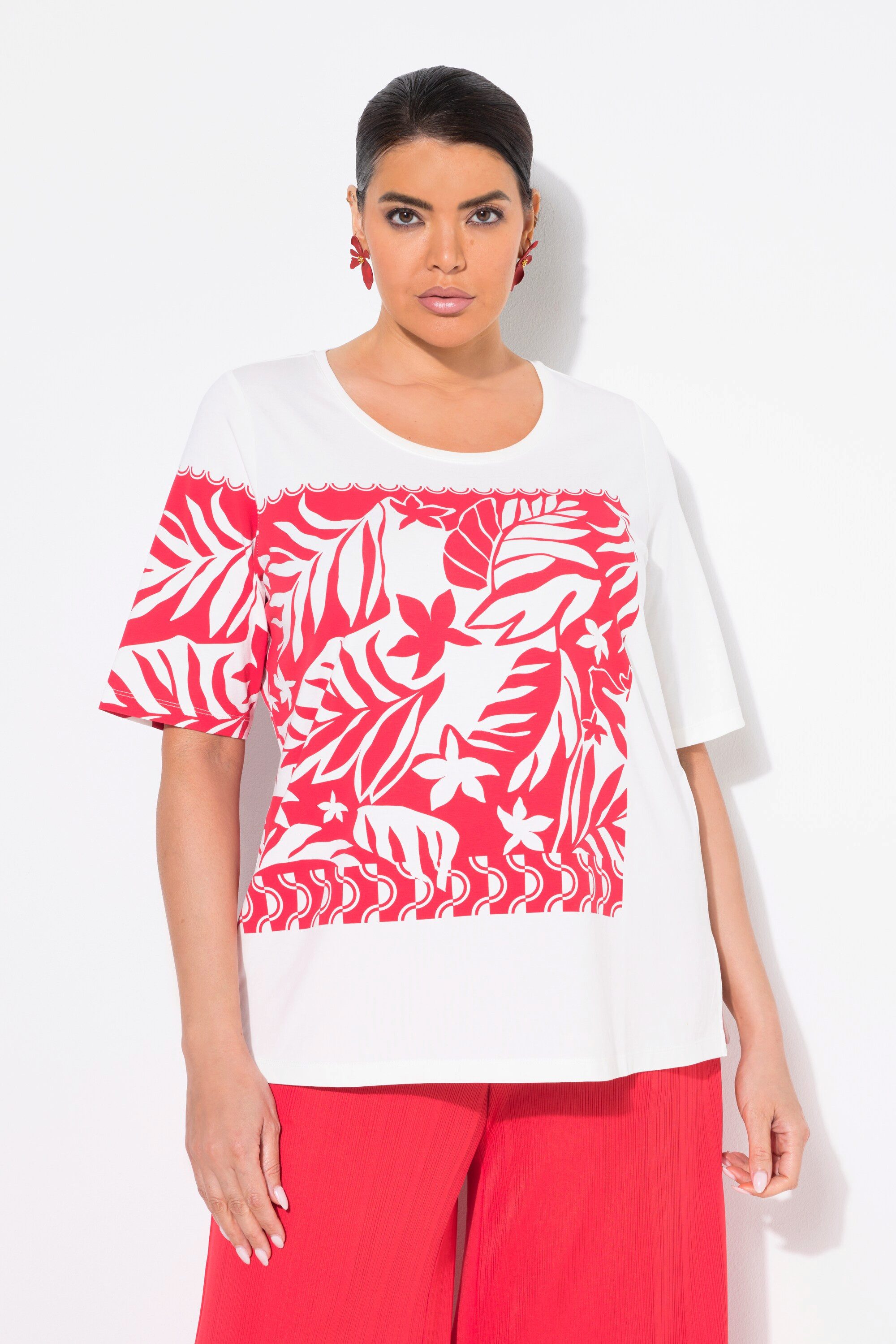 T-Shirt T-Shirt Blätter Classic Rundhals Halbarm