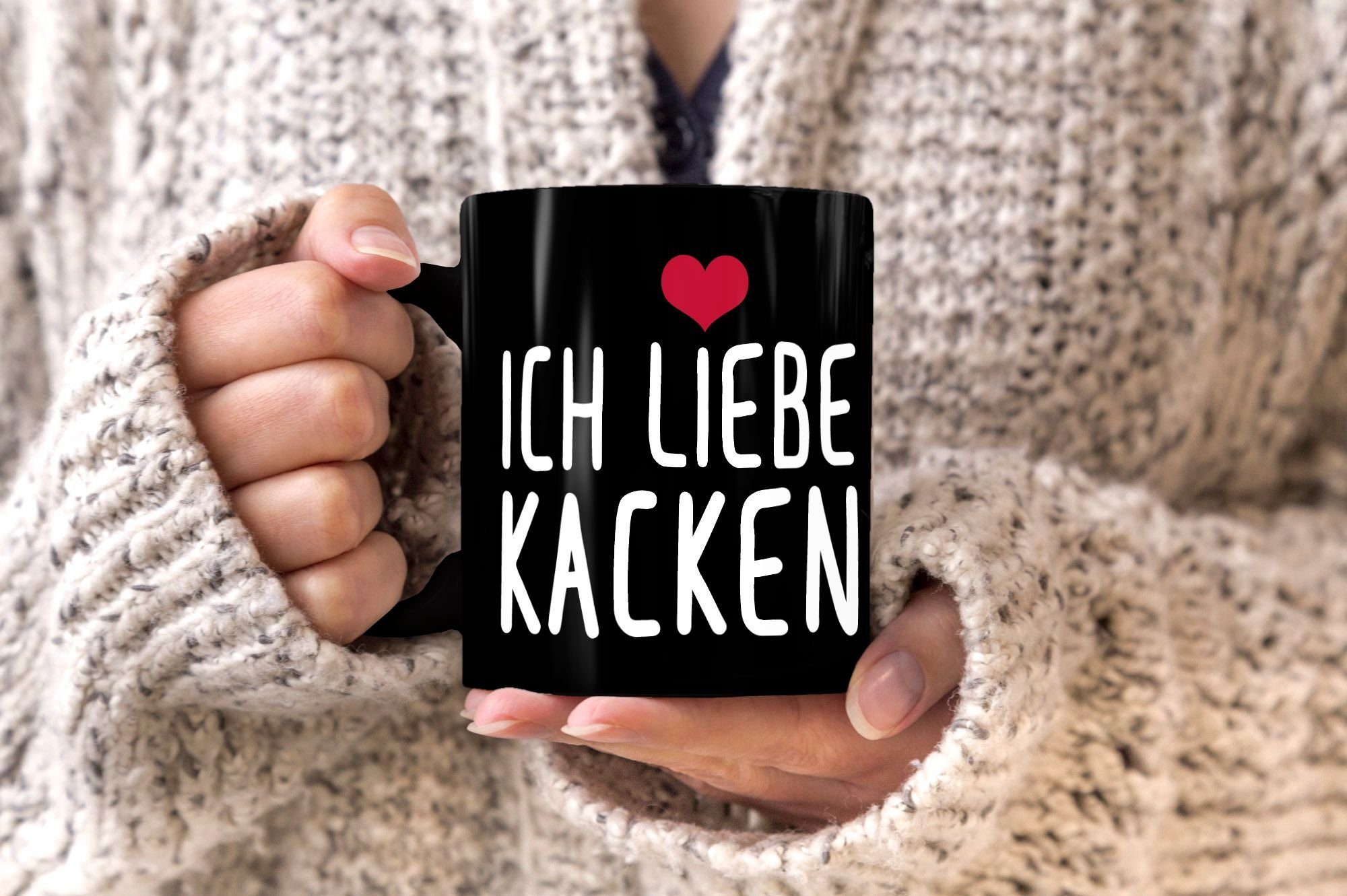 MoonWorks Tasse Spruch-Tasse Ich liebe MoonWorks®, schwarz Teetasse Keramik Kaffeetasse kacken