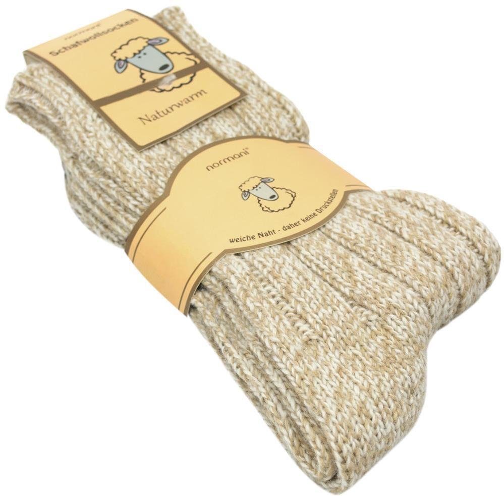 natürlich (2 Norwegersocken aus warm Paar Naturmelange Paar) Schafwolle Thermosocken 2 normani