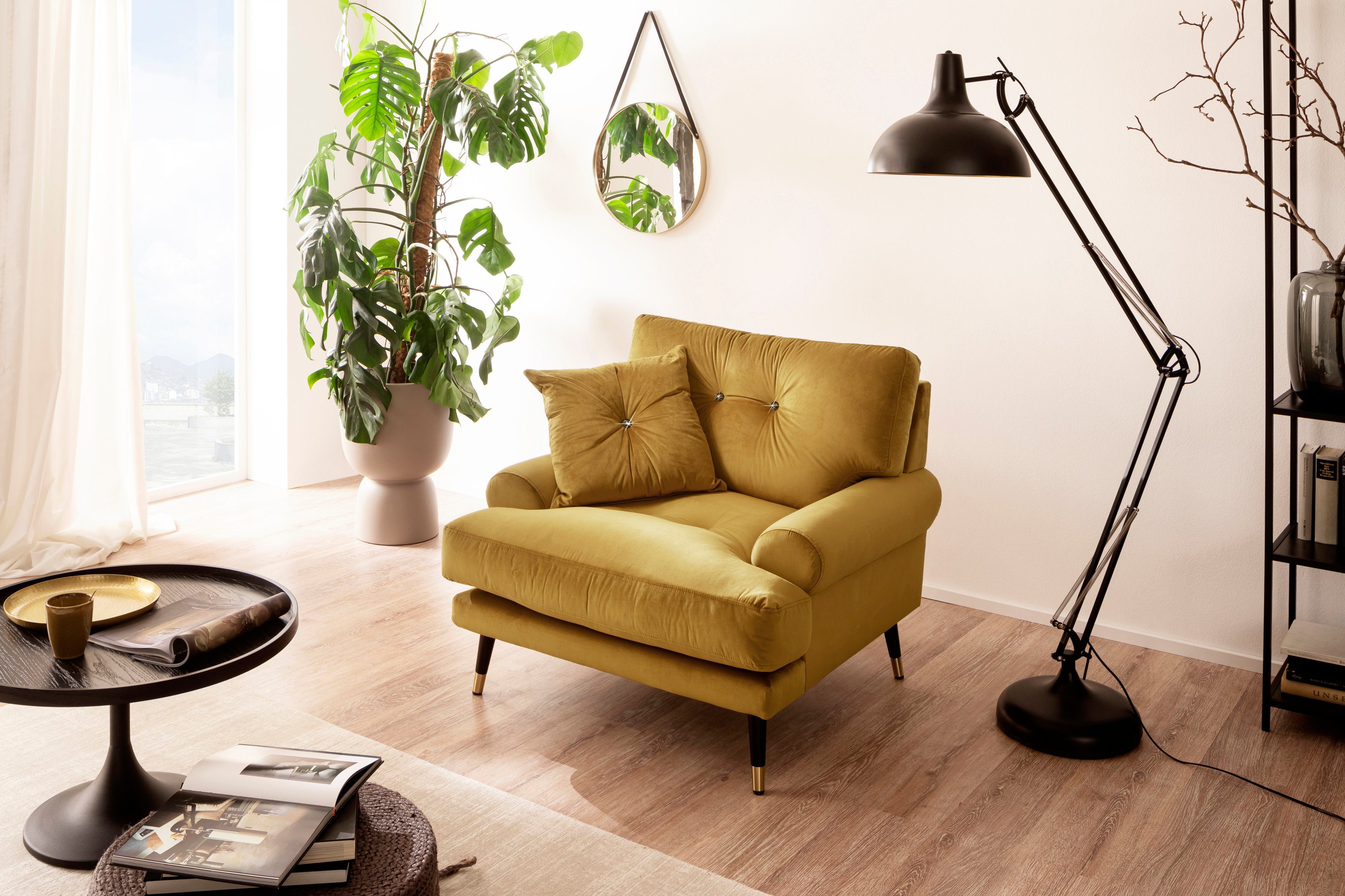 Trends by HG Loungesessel Samir, mit Strasssteinen und goldfarben Applikationen