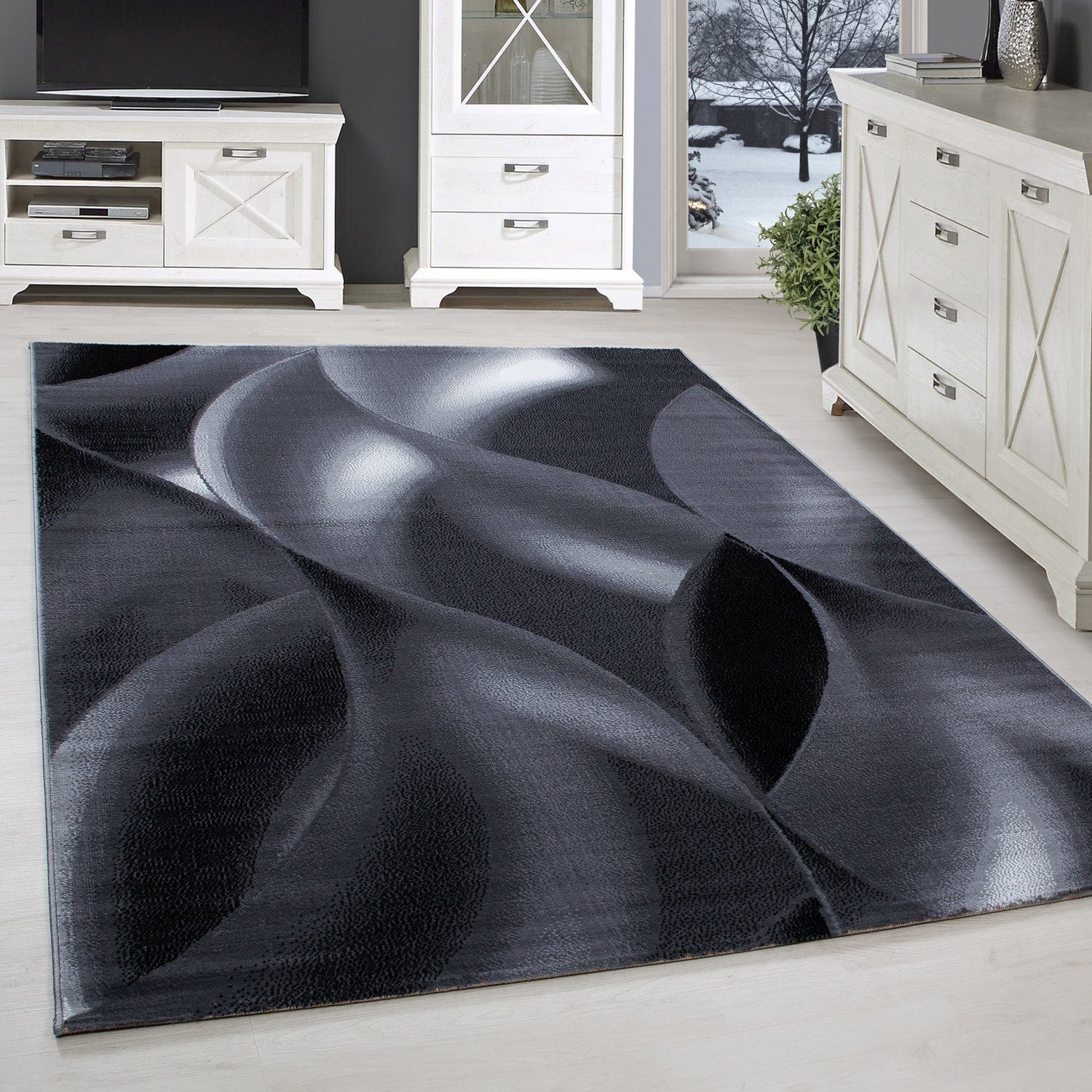 Designteppich Abstrakt Wellen Design, SIMPEX24, Läufer, Höhe: 6 mm, Modern Kurzflor Teppich Wohnzimmer Abstrakt Wellen Design Pflegeleicht